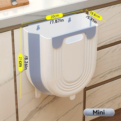 Collapsible Waste Bin for Kitchen, Kitchen Trash Can, Wall Mounted Waste Bin for Kitchen & Bathroom, Blue - color: Blue