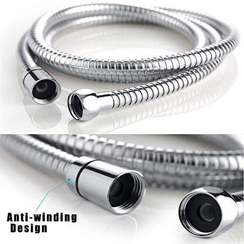 Shower Hose, 98-inch Stainless Steel Showerhead Hose with G1/2 Universal Brass Connector, Chrome - size: 98 inches