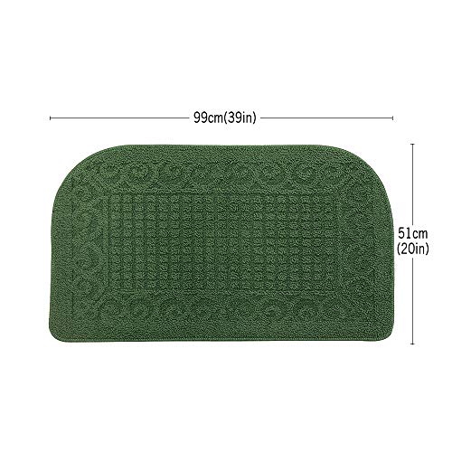 COSYHOMER 39x20 Half Round Kitchen Rug,Non Slip Washable Mat,Green 1PC | Polypropylene tufted textile,small half circle rug,kitchen sink mat,Kitchen floor mat - color: Green, size: 1'8" x 3'3" (Semicircular)