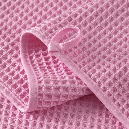 Microfiber Waffle Hand Towels, 2 Pieces, Soft, Absorbent, Fast Drying, Lint Free 430 GSM (Pink) - color: Pink
