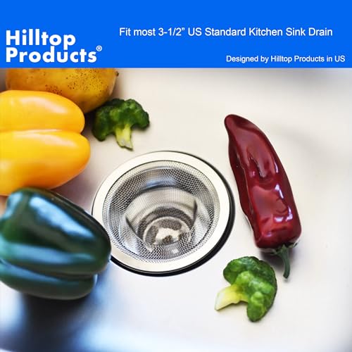 2 Pack - 4.5" Top / 3" Mesh Basket - Kitchen Sink Drain Strainer Stainless Steel Large Food Catcher. Fast Flow and Effective Full Mesh Basket