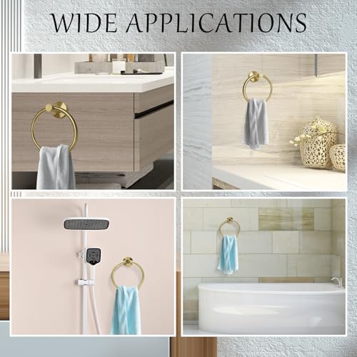 Brushed Gold Towel Ring, Stainless Steel, 1 Pack | Hand Towel Holder, Modern Rack Hanger, Round, Bathroom Wall Mounted - color: Brushed Gold, size: 1 Pack