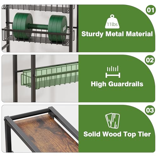 5-Tier Slim Rolling Cart Kitchen Utility Cart, Narrow Kitchen Cabinet with 4 Pull-Out Baskets - Versatile Rolling Storage Cart for Spices, Pantry & Bathroom Organization