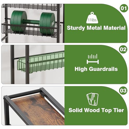 5-Tier Slim Rolling Cart Kitchen Utility Cart, Narrow Kitchen Cabinet with 4 Pull-Out Baskets - Versatile Rolling Storage Cart for Spices, Pantry & Bathroom Organization