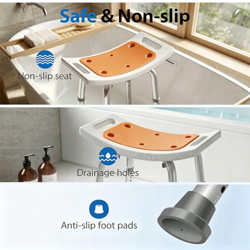 Adjustable Shower Chair for Bathtub, Non-Slip Seat for Seniors & Disabled | FSA/HSA Shower Stool for Inside Shower, Bath Chair with Padded Seat & Drainage Holes for Inside Standard Tub Use, 300LBS