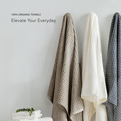 Texere 100% Organic Cotton Diamond Jacquard 700 GSM Luxury Bath Towel Sets - 2 Ultra Soft, Large Bath Towels, 2 Hand Towels, 2 Washcloths (Diamond, Cathedral Gray, 6 Piece) - color: Cathedral Gray (Diamond)