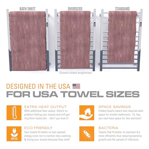 Brandon Basics Wall Mounted Electric Towel Warmer with Built-in 1 & 2 Hour Timer and Hardwired and Plug in Options (Brushed)