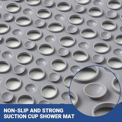 Non Slip Bathtub Mat and Shower Mat 31x17 inch,Bath Mat with Quick Dry Drain Holes and Suction Cups, Soft Comfortable Safe Bathroom Mat for Bath Tub, Floor, Tile (Grey) - color: Grey