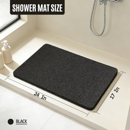 17 * 24in Shower Mat Bathtub Mat Non Slip | Bathmats Non Slip, Quick Drying Foot Scrubber Loofah Mats for Inside Shower, Tub, Bathroom, Home, Black - color: Black, size: 24" x 17" (Rectangular)
