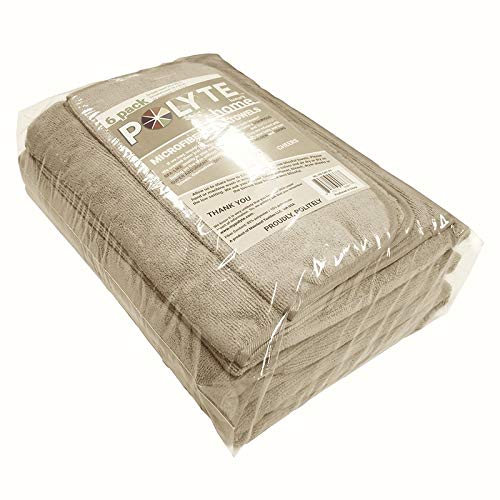 POLYTE 410 GSM Poly Blend Microfiber Quick Dry Bath Towel Set of 6 Pieces - color: Beige