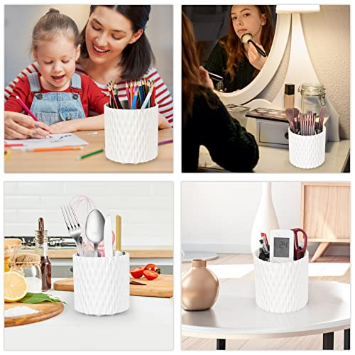 Makeup Brush Holder Organizer - 360° Rotating, 5-Slot Brush Cup for Cosmetics, Lipsticks, Pens | Vanity & Desk Organizer (White) - color: White