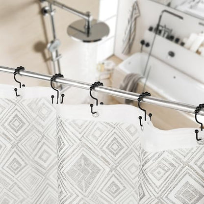 Resze 12 Pcs Shower Curtain Hooks, Metal Double Shower Curtain Rings,Black | Glide Roller Shower Hooks, Rust-Resistant Anti-Drop Shower Rings, Smooth Sliding Hooks for Bathroom Shower Rods Curtains - color: Black