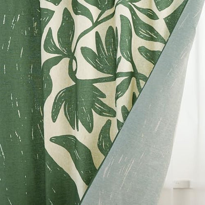 Tropical Green Flower Linen Shower Curtain Set with Liner,72"Wx72"L | Double Layer Shower Curtain Waterproof Fabric with Zippered Removable PEVA Liner,Boho Shower Curtain for Bathroom,Free Hooks - color: Green Vase Floral