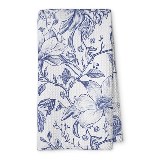 Blue and White Chinoiserie Christmas Floral Hand Towels for Kitchen Decor,Porcelain Flowers Bird Dish Towel Decor for Bathroom,Farmhouse Cooking Baking Cleaning Wipes Gifts for Women-A04 - color: Color_04