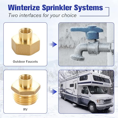 rv winterizing kit, 16.9" RV Water Blowout, Sprinkler Winterizing Blowout Kit with Shut Off Valve, Air Compressor Quick-Connect Plug Water Blow Out Fitting Adapter for Winterizing RV, Boat, Camper - style: Basic
