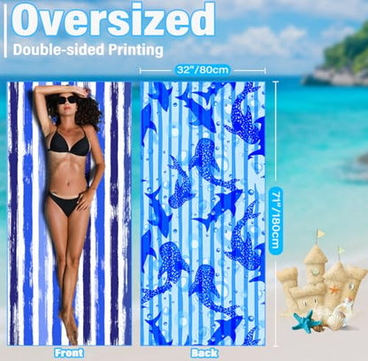 Widdonen Microfiber Beach Towel,Compact 2 Pack-71x32 Inch with Bag Travel | Extra Large,Lightweight,Thin,Sand Free,Quick Dry,Absorbent.Packable for Camping,Swim,Pool,Bath,Picnic,Cruise Essentials Gift - color: 2 Pack Blue Purple Green Dream World