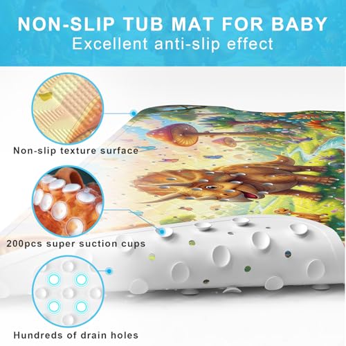 Upgrade Cartoon Baby Bath Mat Non Slip - 40"x16" Extra Long Bathtub Mat for Baby Eco Friendly Durable Bath Mat for Tub Non Slip Kids Tub Mat with Suction Cups, Machine Washable and No Fading, Dinosaur - color: I-dinosaur-2