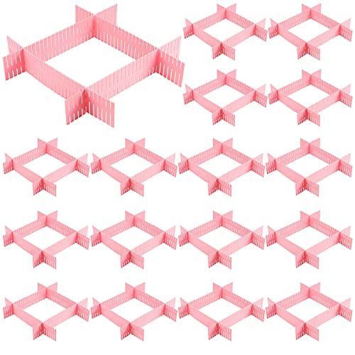 ZOENHOU 60 PCS DIY Drawer Divider Organizers, Pink Grid Drawer Dividers, Adjustable Premium Plastic Organizers for Makeup Drawers Desktop Kitchen Drawer Organizers and Storage, 12.6 x 2.76 Inch - color: Pink