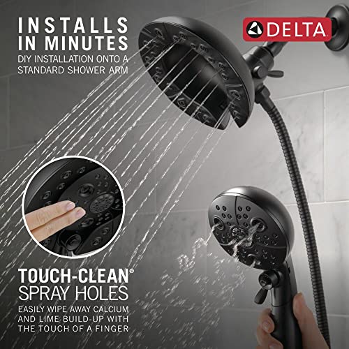 Delta Faucet 5-Spray In2ition Dual Shower Head with Handheld Spray, H2Okinetic Matte Black Shower Head with Hose, Showerheads, Handheld Shower Heads, Magnetic Docking, Matte Black 58480-BL-PK - color: Matte Black