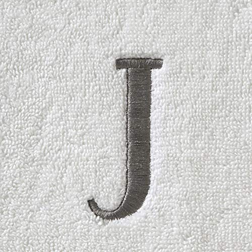 SKL Home Casual Monogram Hand Towel Set, J, 16x26, White 2 Pack - color: Casual Monogram Hand Towel Set, size: Hand Towel Set, style: J