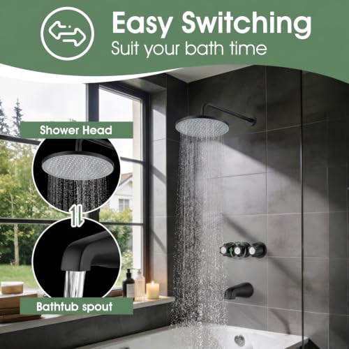 Bathtub Faucet and Shower Knobs Replacement,Easy to Install Tub Spout Set for 1/2" Copper Pipe,1/2" IPS and 3/4" IPS with Install Tool (Matte Black) - color: Matte Black