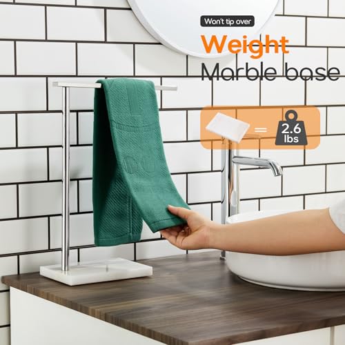 Towel Holder Chrome for Bathroom Vanity Countertop 1-Tier Towel Rack Stand with Heavy Marble Base Thicken Steady, Polished Stainless Steel AN7002CH - color: Polished Chrome, size: 1-Bar