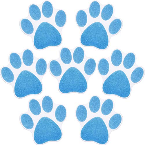 Mudder 20 Pcs Non Slip Bathtub Sticker Cute Anti Slip Shower Sticker Adhesive Black Grey Pink Paw Decal Safety Traction Grip Treads Appliques for Bathtub Pool Boat Stair Shower Floor (Blue) - color: Blue