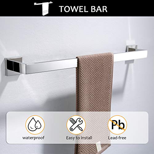 Bathroom Hardware Accessories Set Polished Chrome Towel Bar Sets Include Towel Bar Towel Holder Toilet Paper Holder Towel Hook,5 Pieces Stainless Steel Wall Mounted - color: Chrome