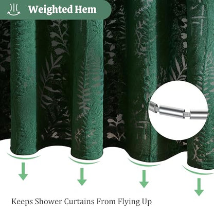 Dark Green Shower Curtain Lace Tropical Plant Textured Shower Curtain Sheer Farmhouse Fabric Shower Curtains for Bathroom 72 x 72 - color: Dark Green, size: 72"W x 72"L (Pack of 1)