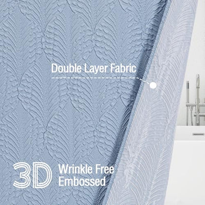 36x72 Small Stall Shower Curtain, Fog Blue Embossed Half Bath Curtain - color: Fogblue, size: 36"W x 72"L (Pack of 1)