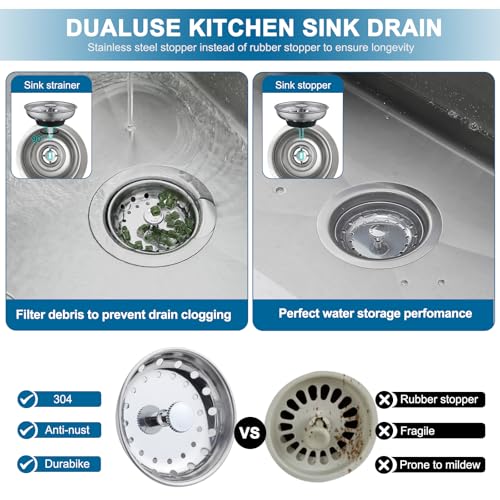 ZM Kitchen Sink Basket Strainer with Stopper, 3-1/2” Drain - style: Standard