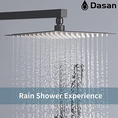 Full Body Rain Shower System with 4 Body Shower Jets & 12’’ Wall Mount Rainfall Shower Head & Handheld, DASAN Multi Shower Head System Matte Black Rain Shower Faucets sets Combo with Rough-in Valve - color: Matte Black