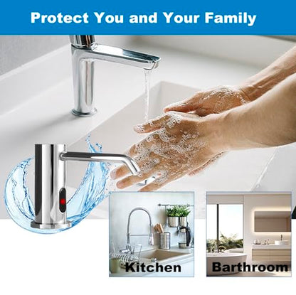 Automatic Soap Dispenser for Kitchen, Electric Soap Dispenser Built in Sink | Touchless Liquid hand Soap Dispenser with 1000ml Bottle, Infrared Sensors Soap Dispenser for Business Bathroom Chrome Plating - color: Electroplated-liquid