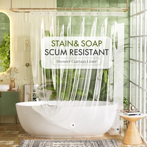 Bathway Shower Curtain Liner, Clear Shower Curtain Liner 72x78 PEVA Waterproof Shower Curtain Liner Long with 3 Magnets and 12 Rustproof Grommets, 78 Inch Shower Liner for Bathroom - color: 1a-clear, size: 72"W x 78"L (Pack of 1)