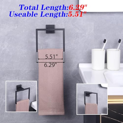 GERZWY Modern Black Towel Holder SUS304 Stainless Steel Towel Hanger Towel Ring for Bathroom Lavatory Wall Mount Contemporary Style JG1906-BK - color: Black