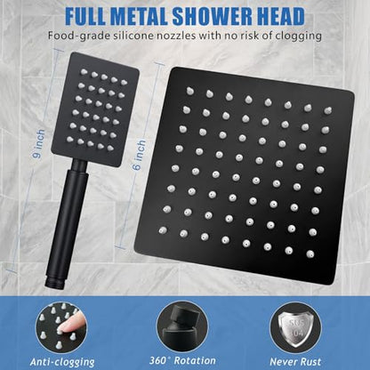 Voolan Dual Shower Head for Couples, High Pressure Rain Showerhead and Handheld Spray Combo, Adjustable Double Shower Heads for 2 People Bathroom (Black) - color: Matte Black