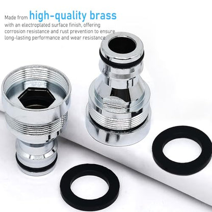 1pcs Brass Faucet Tap Quick Connector Adapter Kit,24mm Female Thread x 1mm Pitch Connector,Universal Faucet Adapter for Washing Machine And Pressure Washer(Silver) - size: 24mm Female Thread x 1mm