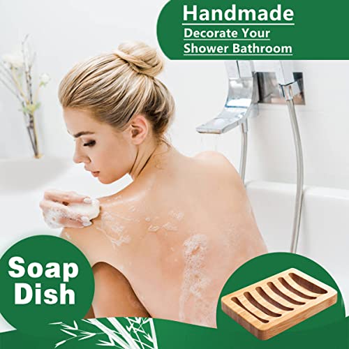 3 Pack Bamboo Wood Soap Dish Bar Soap Holder with Self Draining Tray Natural Waterfall Drain Soap Saver for Shower Bathroom Kitchen - color: 3 Pcs