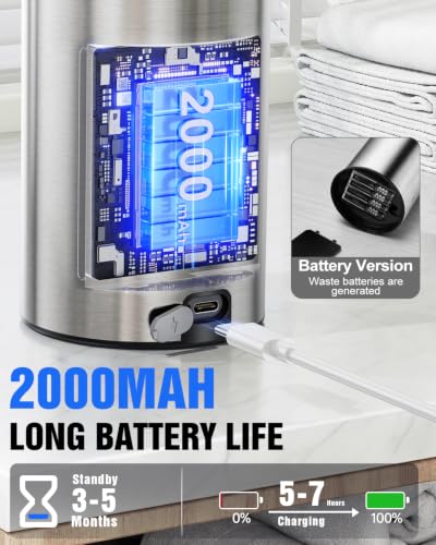 Fantictas Automatic Soap Dispenser Touchless, Stainless Steel 11.5 oz | Touchless Soap Dispenser for Hand or Dish Soap, USB-C Rechargeable with 3 Adjustable Levels, for Kitchen Sink and Bathroom - color: Stainless Steel, style: Gel