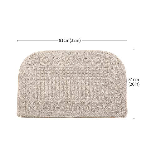 COSYHOMER 32x20 Half Round Kitchen Rug,Non Slip Washable Mat,Beige 1PC | Polypropylene tufted textile,small half circle rug,kitchen sink mat,Kitchen floor mat - color: Beige, size: 1'8" x 2'8" (Semicircular)