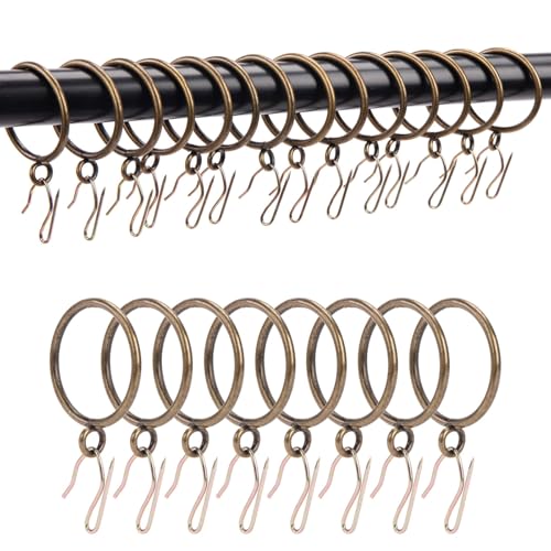 Curtain Rings with Hooks Rustproof Metal Drapery Rings with Eyelets and Pinch Pleat Curtain Hooks for Window Door Shower Curtain 2 Inch Inner Diameter 24 Pack Brass TXZWJZ - color: Brass, size: 2 inch Interior Diameter