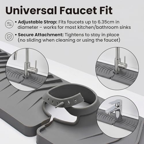 Silicone Sink Splash Guard, 30 Inch Foldable Mat - Adjustable Lock Guard for Kitchen Behind Faucet, Counter Protection(Grey) - color: Gray