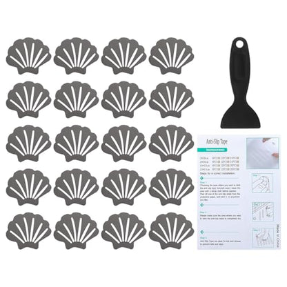 PATIKIL Bathtub Non Slip Stickers 3.54x2.76 Inch, 20 Pack Shell Safety Shower Floor Anti Slip Stickers with Adhesive Decals Scraper for Bath Tub Shower Floor Stair, Gray - color: Gray