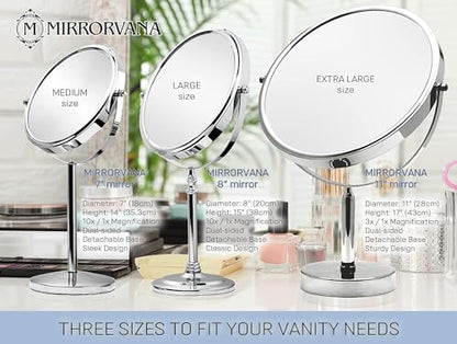 XXLarge Oversized 3X Weak Magnifying Mirror with Stand for Desk, Table, Retail Store Countertop, and Makeup Vanity - Double Sided 3X/1X Magnification - 17" Tall and 11" Wide
