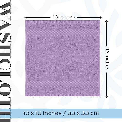 White Classic Luxury Cotton Washcloths 13x13 Inch - 650 GSM Turkish Cotton | Hotel, Spa, Bathroom Face Towel | 12 Pack, Lavender - color: 16: Lavender