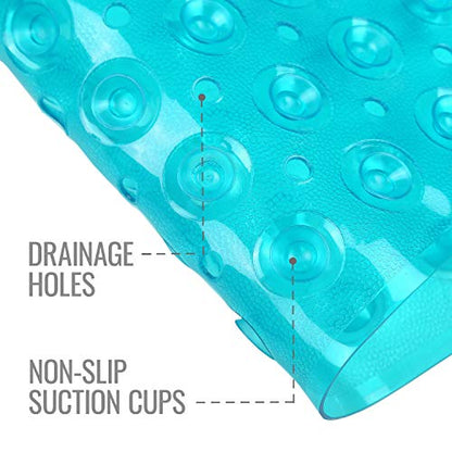 HealthSmart Bath Mat Extra Large No Slip Shower & Bathtub Mat with Suction Cups and Drain Holes for Anti-slip Grip, Machine Washable, Extra Large, 40 x 15.5, Green - color: Green, size: 40" x 15.5" (Rectangular)