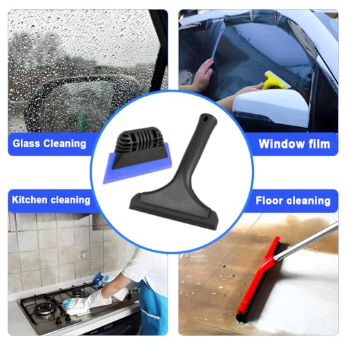 Window Tint Tool All-Purpose 6" Silicone Cleaning Squeegee 5 inch Handy Small Rubber Window Squeegee Auto Water Blade for Car Windshield, Window, Mirror, Glass Door,Shower (Black and Blue) - color: Black and Blue