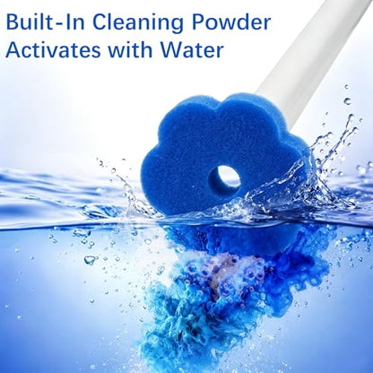 Disposable Toilet Brush with 42 Blue Refills, Toilet Bowl Cleaner Brush with Holder, Wall Mounted Toilet Wand Kit, Deep Cleaning Disposable Scrub Brush Heads