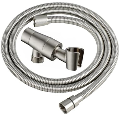 G-Promise All Metal Shower Head Holder with 71 Inch Hose(Brushed Nickel) | All Metal Construction, Adjustable Bracket, Flexible Tangle-free Hose, Standard Connection Thread, Easy Install - color: Brushed Nickel