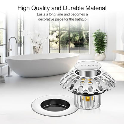 LEKEYE Tub Stopper | Shower Drain Hair Catcher | Bathroom Bathtub Plug | Pop Up Bathtub Drain Stopper for 1-1/2" to 1-3/4" Bath Drain Hole - Pearl Chrome - style: 2075
